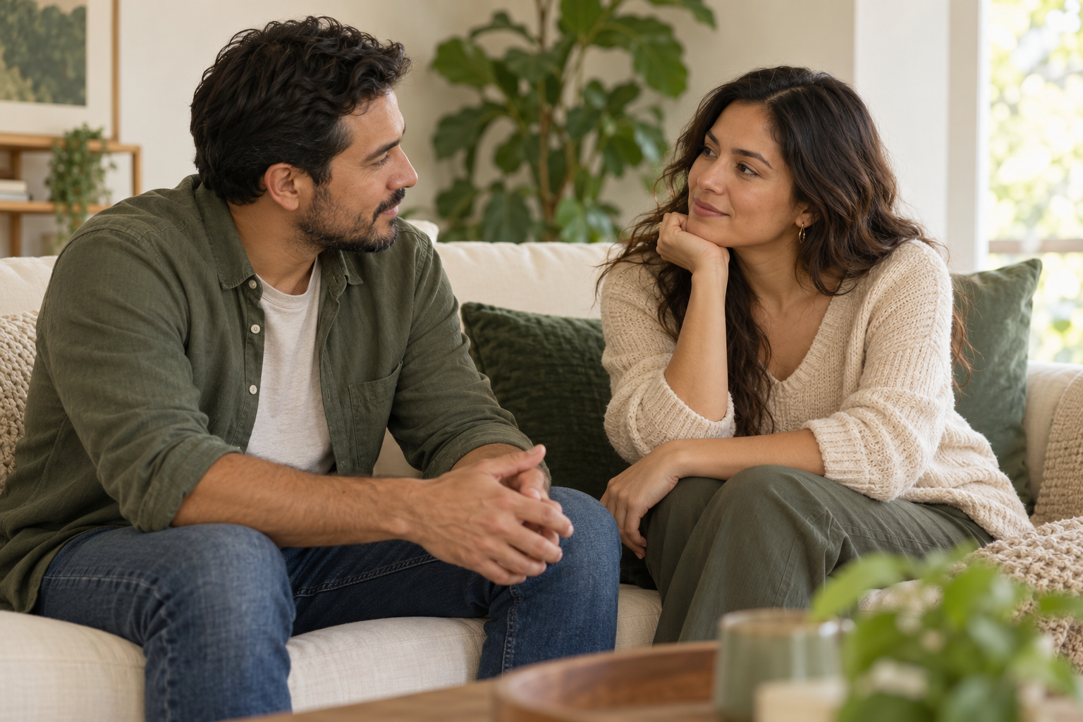 Imagen ilustrativa de una pareja conversando